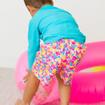 RUGGEDBUTTS Boys UPF50+ Sun Protection Novelty Swim Trunks - Vibrant Neon, 3T