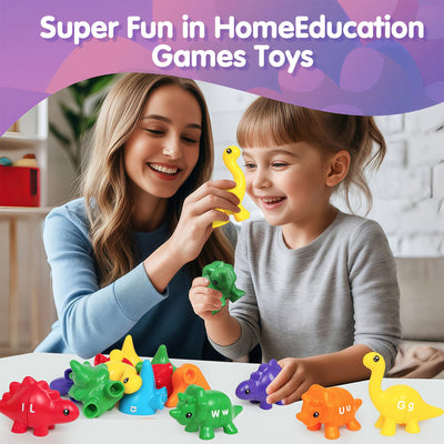 CZTCDP ABC Dinosaur Learning Toys for Toddlers Double-Sided Dinosaurs Matching Game Fine Motor Skills Sensory Toy,13PCS Montessori Preschool Educational Toy Gift for 3+Years Old Boys and Girls