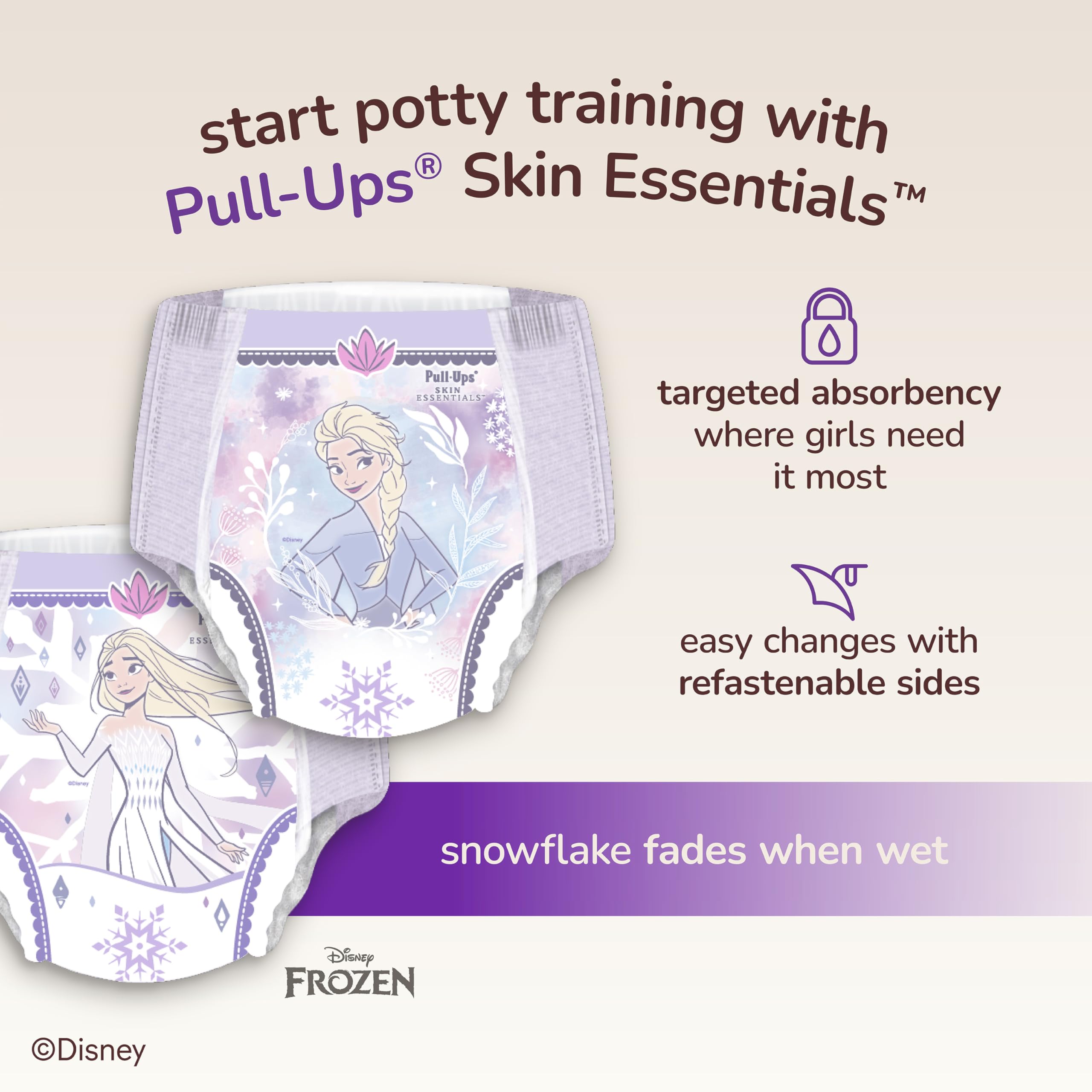 Pull-Ups Girls' Skin Essentials Potty Training Pants, Training Underwear, 4T-5T (38-50 lbs), 14 Ct