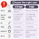 BEARFOOT Kids Lunch Box with Compartments – Compact & Lightweight | Leak-Proof, BPA-Free, Dishwasher Safe | Hand-Drawn Design for Preschool, School, Travel (BubbleTea Purple, 2.75 Cups)