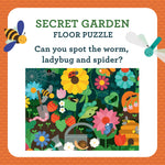 Petit Collage Floor Puzzle, Secret Garden, 24-Pieces – Large Puzzle for Kids, Completed Garden Puzzle Measures 18” x 24” – Makes a Great Gift Idea for Ages 3+
