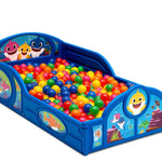 Baby Shark Plastic Sleep and Play Plastic Toddler Bed with Attached Guardrails by Delta Children, Blue