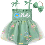 HONGTEYA Baby Girl 1st Birthday Outfit Girl First Birthday Clothes One Year Old Gifts Lace Romper Tulle Summer Newborn Dress