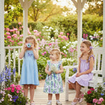 PATPAT Girls Summer Dress Set – Butterfly Floral Print, Light Blue Strap Dress & Lavender Ruffle Sundress, Soft Breathable Clothes for Play & Events, 4–5T