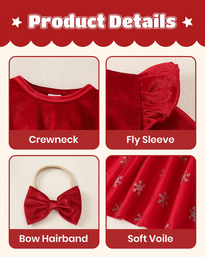 Kucnuzki Baby Girl Clothes 6 9 12 Months Girl Winter Clothes Cute Birthday Tutu Dress Long Sleeve Knee Length Dark Red Fairy Holiday Party Dress Baby Outfit