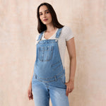 Motherhood Maternity Women's Relaxed Fit Straight Leg Denim Pregnancy Overalls with Adjustable Straps and Pockets, Lake Wash, Medium