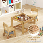Costzon Kids Table and Chairs, 3 in 1 Wooden Activity Toddler Desk w/Blackboard & Storage Drawers for Art & Craft, Snack Time, Homework, Toddler Table and Chair Set for Nursery, Home, Playroom (Gray)