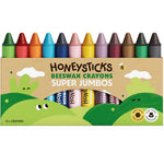 Honeysticks Super Jumbo Crayons (12 Pack) - 100% Pure Beeswax, Non Toxic Crayons for Toddlers 1-3, Extra Large Crayon Size, Easy to Hold and Use, Unbreakable Toddler Crayon, Eco-Friendly