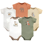 Hudson Baby Unisex Baby Cotton Bodysuits, Forest Deer 5-Pack, 3-6 Months