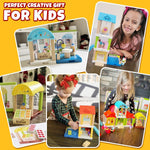 37-Piece Small Wooden Dollhouse, 3-Room DIY Doll House for Toddlers with 3 Movable Dolls, Dollhouse Furniture Accessories, Birthday Building Gift for Kids Ages 3-8 (8.15" L x 4.06" W x 9.17" H)