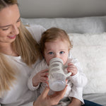 Dr. Brown's Milestones Wide-Neck Sippy Spout Bottle with 100% Silicone Handles, Easy-Grip Handles with Soft Sippy Spout, 9oz/270mL, Gray, 1-Pack, 6m+