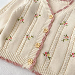 HOOLCHEAN Baby Girls Cotton Small Floral Embroidery Cardigan Sweater