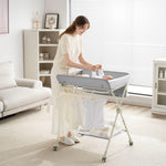BABY SKYE Diaper Changing Table Portable with Wheels Foldable Diaper Station Organizer & Storage Rack Newborn and Baby (Light Grey)