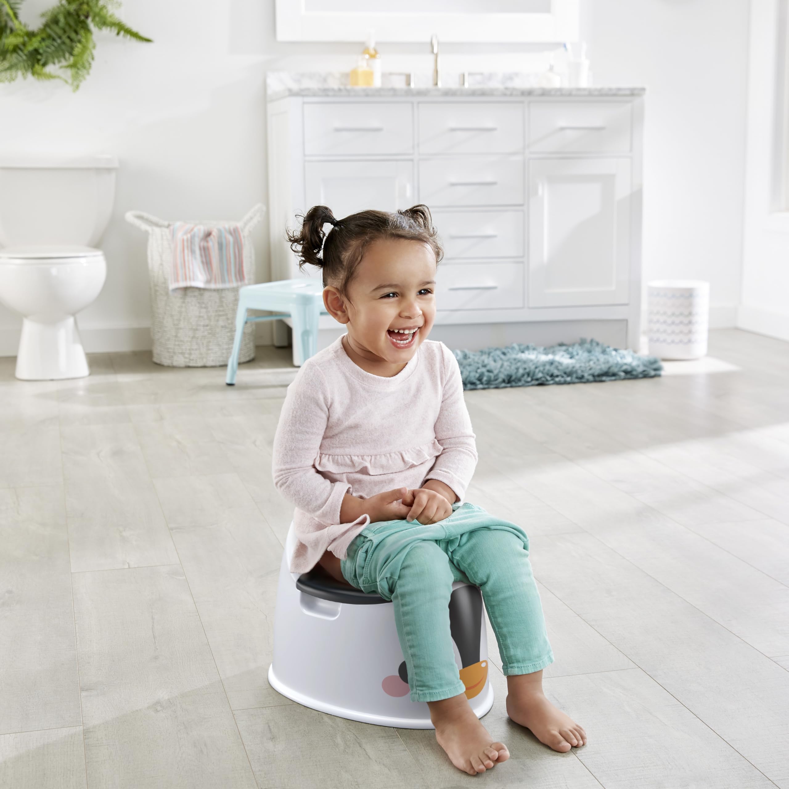 Fisher-Price™ Toddler Toilet Penguin Potty Training Seat, Portable Chair with Handles for Kids and Removable Bowl
