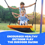 Trekassy 700lb Rectangle 60" Platform Tree Swing for Kids and Adults Waterproof 2 Hanging Straps (Rainbow)