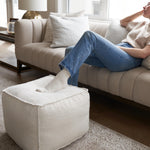 ZICOTO Beautiful Boucle Pouf Ottoman and Foot Rest - Elevate Your Living Room Decor with Lightweight Comfort and Charm - A Round Modern Foam Filled Foot Stool Perfect to Rest Your Feet