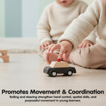 PlanToys® Police Car Wooden Montessori Vehicle Toy | Early Movement, Imagination and Practical Life Exploration | Eco Friendly Car for Indoor and Outdoor Play