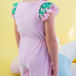 RuffleButts Girls Terry Cover-Up Romper - Pink, 2T