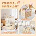 Wooden Baby Shower Crate Closet with Wheels & Higher Handle, Pushable Baby Shower Gifts Baby Basket, Wooden Crate for Storage, Personalized Baby Gifts for Newborn Boy Girl New Parent, 28" x 13.6" x 9"