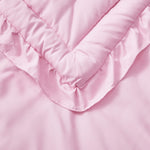 3 Pieces Crib Bedding Set Baby Ruffle Quilted Comforter with Fitted Sheet and Pillowcase - Cute Ruffled Shabby Chic Bedding Soft Blanket Design Pink