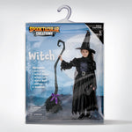 Spooktacular Creations Girls Black Witch Costume, Kids Halloween Outfit Set with Broom, Toddler Witch Dress for Halloween Role Play Themed Parties, S