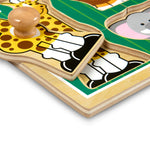Melissa & Doug Jungle Friends Safari Animals Jumbo Knob Puzzle, Wooden Peg Puzzle for Toddlers, Educational Toy for Shape Recognition and Fine Motor Skills, Ages 1+