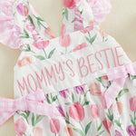 Xiaodriceee Newborn Baby Girl Summer Clothes Letter Embroidery Fly Sleeve Romper Bodysuit Cute Mamas Girl Baby Clothes(B-Pink, 0-3 Months)