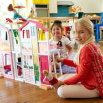 Barbie Doll House Playset, 3-Story Townhouse with 4 Rooms & Rooftop Lounge, Furniture & Accessories Including Swinging Chair (Amazon Exclusive)