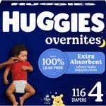 Huggies Size 3 Overnites Baby Diapers: Overnight Diapers, Size 3 (16-28 lbs), 132 Ct (2 Packs of 66), Packaging May Vary