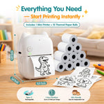 AI Sticker Printer, Mini Sticker Maker Machine for Kids and Adults, Portable Bluetooth Inkless Thermal Printer W/ 10 Rolls Thermal Paper, Pocket Photo & Label Maker for DIY, Journals, Study Notes