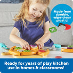Learning Resources New Sprouts Pizza Night - Play Food Sets for Kids Kitchen, Toddler Pretend Play Food Set, Preschool Toy Pizza, Fine Motor Skills, Kitchen Playset Accessories for Kids