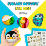 JOYEZA Rock Painting Kit Deluxe, Arts and Crafts for Girls Boys Age 6+, 12 Rocks Tween Gift Art Set, Waterproof Paints, Craft Kits Art Supplies, Kids Crafts Ages 6-8, Kids Activities 6 7 8 9 10