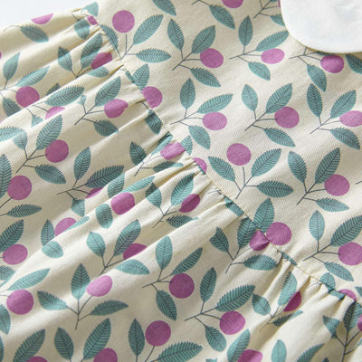pureborn Baby Toddler Girl Woven Dress Short Sleeve Casual Cotton Playwear Dresses Leaf Fruit 18-24 Months