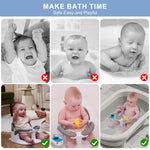 Wddbb Baby Bath seat for Babies 6 Months & up, 360° Stable Toddler Bath Chair with one-Touch Button, Back Hollow Design, Water Temperature Card & 4 Suction Cups for Safety (Gray)