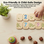 PlanToys® Braille Numbers 1–10 Wooden Montessori Counting and Tactile Learning Toy | Early Math, Sensory Exploration and Inclusive Education Activity | Eco Friendly Educational Number Set