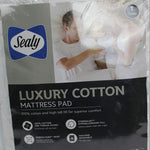 Sealy Luxury Cotton Top Fitted Mattress Pad, Queen White