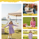 PATPAT 3-Pack Toddler Dresses – Long Sleeve Cat Print Set for Preschool Girls’ Everyday Look, 4-5T, Purple Cat