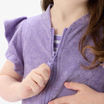 RuffleButts Baby/Toddler Girls Terry Butterfly Sleeve Full Zip Cover-Up - Wisteria Purple, 3-6m