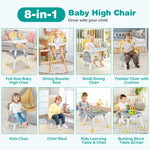 BABY JOY Baby High Chair, 8 in 1 Convertible Highchair for Babies & Toddlers | Booster Seat | Table and Chair Set | Building Block Table | Toddler Chair with Safety Harness, Removable Tray (Yellow)