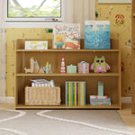 Babyletto Melo Montessori 3 Shelf Bookcase - GREENGUARD Gold Wood Bookshelf - Easy Assembly Book Case w/Wide Open Storage Shelves - Modern Wooden Book Shelf for Living Room, Bedroom, Office - Honey
