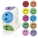 Yeachlaing 1 Inch Shiny Happy Face Stickers Circle Dots Labels Reward Stickers Teachers Sticker (500PCS,Multicolored)