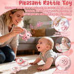 Silicone Teething Toy for Babies - 2ooya 3Pcs Pink Bear Lion Elephant Food Grade Rattle Teether Infant BPA Free Sore Gums Pain Teething Relief Chew Sensory Toy for Newborn Girl Baby Shower Birthday