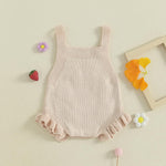 mlpeerw Baby Girl Summer Clothes Newborn Sleeveless Knit Sweater Romper Floral/Strawberry Onesie Cute One Piece Outfit (Strawberry Floral Beige, 0-3 Months)