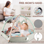 AIBOMUDA Baby Gym Play Mat,Baby Activity Play Mat & & Ball Pit,Washable Tummy Time Mat with 5 Sensory Baby Toys,Boy & Girl Gifts for Inflant Baby 0 3 6 9 13 Months