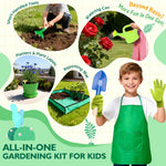 Kids Gardening Set, Outdoor Toys with Wheelbarrow and Kids Garden Tools, Toddler Gardening Set with Repotting mat, Gloves, Apron, Watering Can, Pretend Play Learning Toys for Kids Boys and Girls 3-8
