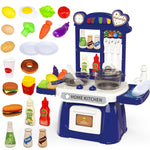Kitchen Set for Toddler with Sound and Light，Pretend Cooking Food Set,Kids Kitchen Playset，Play Sink with Running Water and Electronic Induction Stove，Kitchen Accessories (red Kitchen Set)