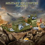 Yiwsnust Military Helicopter Toys Set with Light - Friction Powered Transport Helicopter Toy with Army Tanks, Airplanes, Mini Cars - Army Toys Military Playset Christmas Birthday Party Gifts for Kids