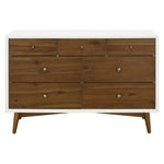 Babyletto Palma 7-Drawer Assembled Double Dresser in White and Natural Walnut, Greenguard Gold Certified, 19"D x 53"W x 34.25"H