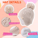 Baby Beanie Hat, Winter Warm Knit Cap and Scarf Set with Pom Pom for Girls, Toddler Winter Hat(0-36months)