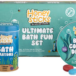 Honeysticks Ultimate Bath Fun Set - Non Toxic Bath Crayons (7 Pack) and Bath Color Tablets (36 Drops) for Hours of Creative Bathtub Fun - Natural and Food Grade Ingredients - Great Gift Set for Kids